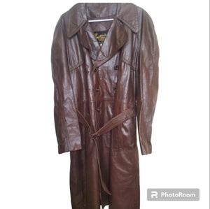 Vintage IMPERIAL LEATHER TRENCH JACKET SIZE 42 Brown